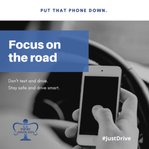 Focus on the road: Don't text and drive. Stay safe and drive smart.